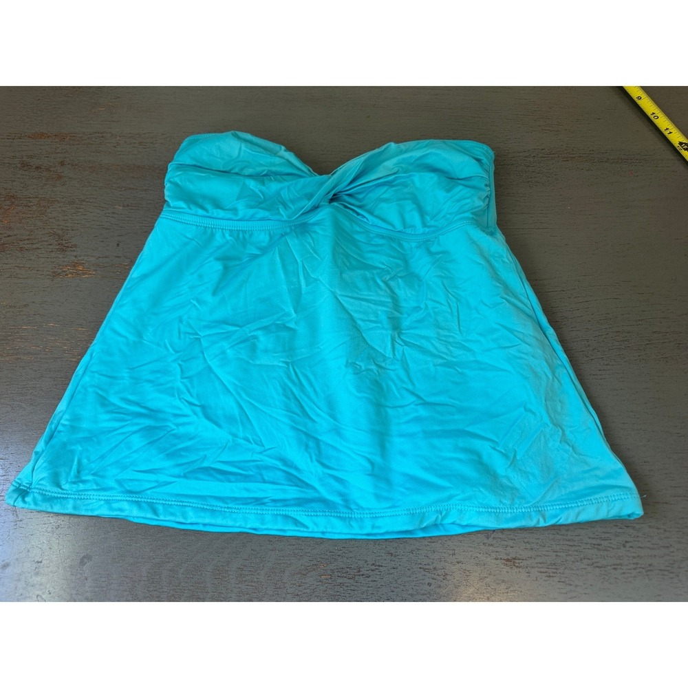 Mossimo Turquoise Blue Twist Front Bandeau Tankini Top Strapless Size Medium